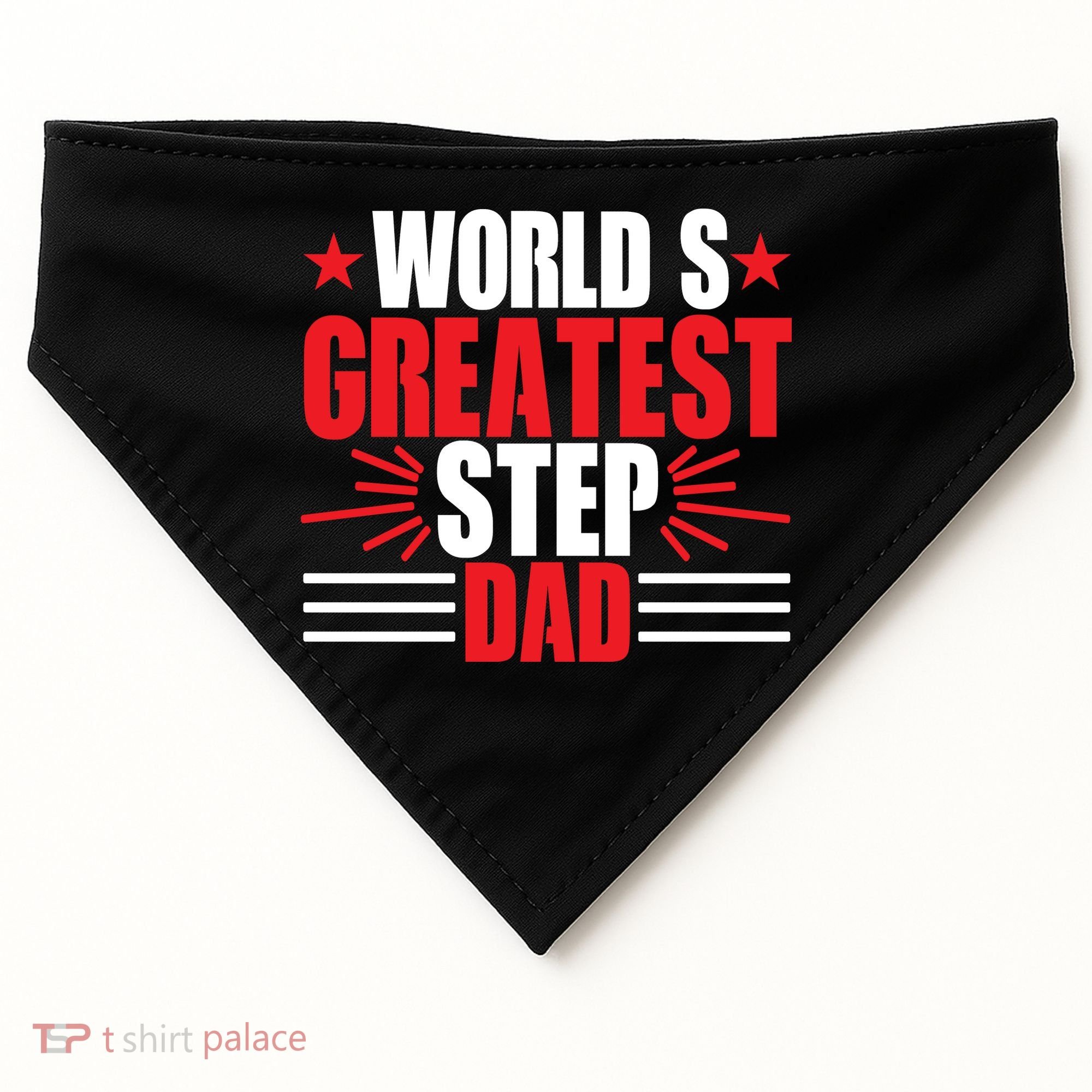 Father's Day Gift, World's Greatest Step Dad Plus Size Shirts For Dad Son Family USA-Made Doggie Bandana