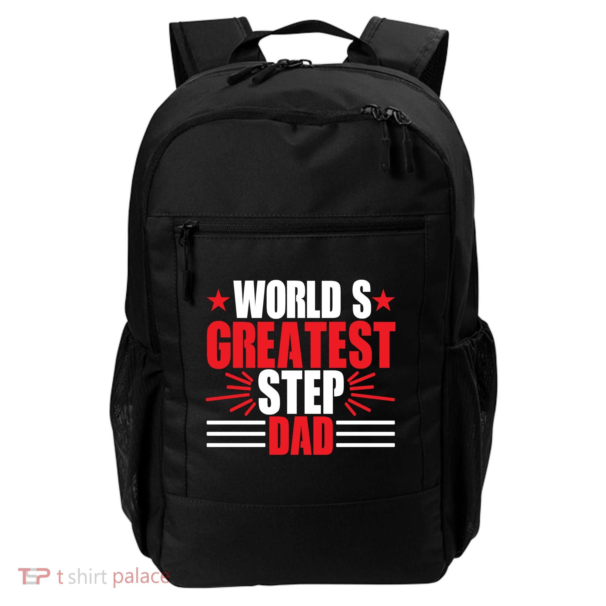 Father's Day Gift, World's Greatest Step Dad Plus Size Shirts For Dad Son Family Backpack