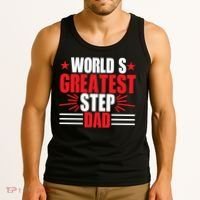 Father's Day Gift, World's Greatest Step Dad Plus Size Shirts For Dad Son Family Tank Top thumb 3