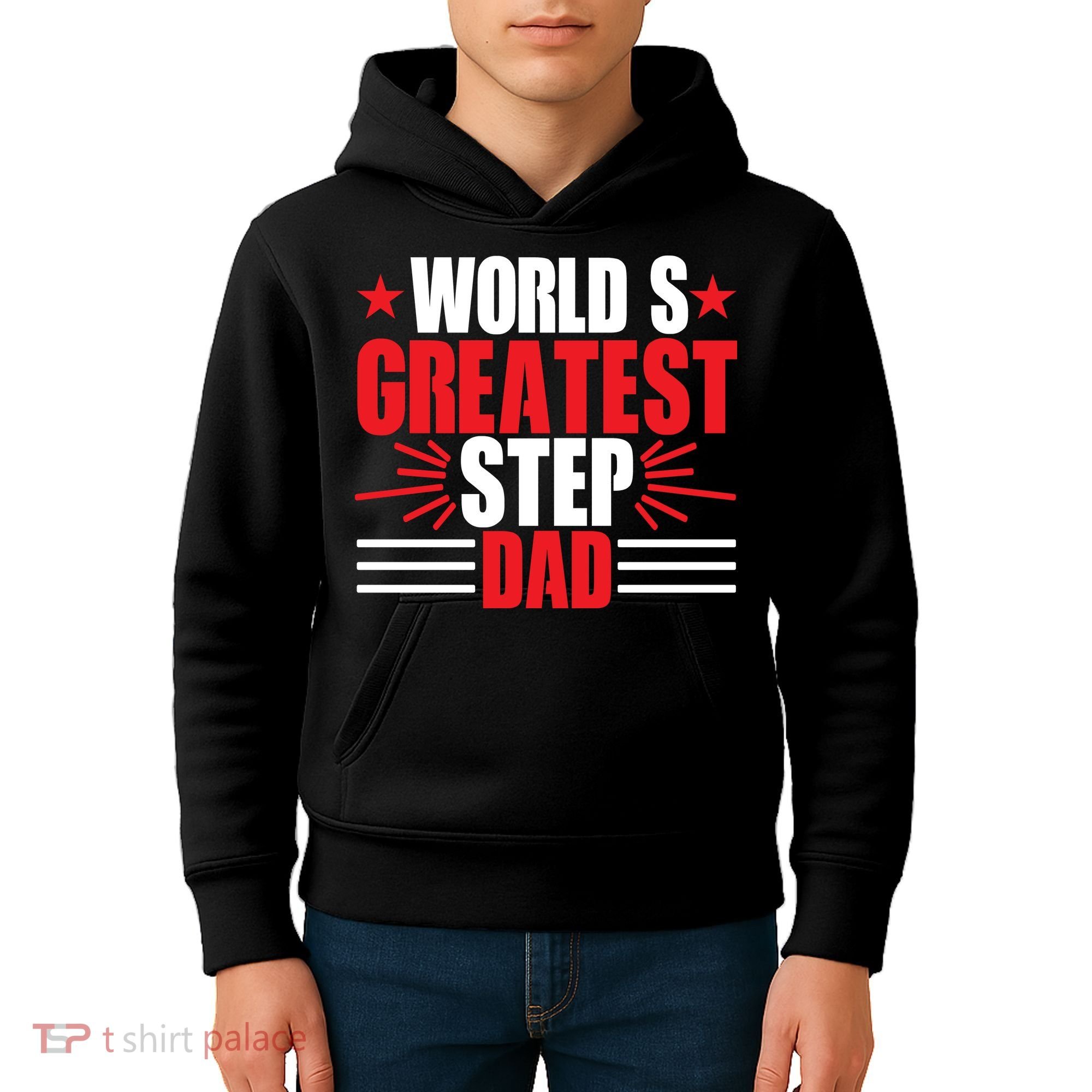 Father's Day Gift, World's Greatest Step Dad Plus Size Shirts For Dad Son Family Kids Hoodie