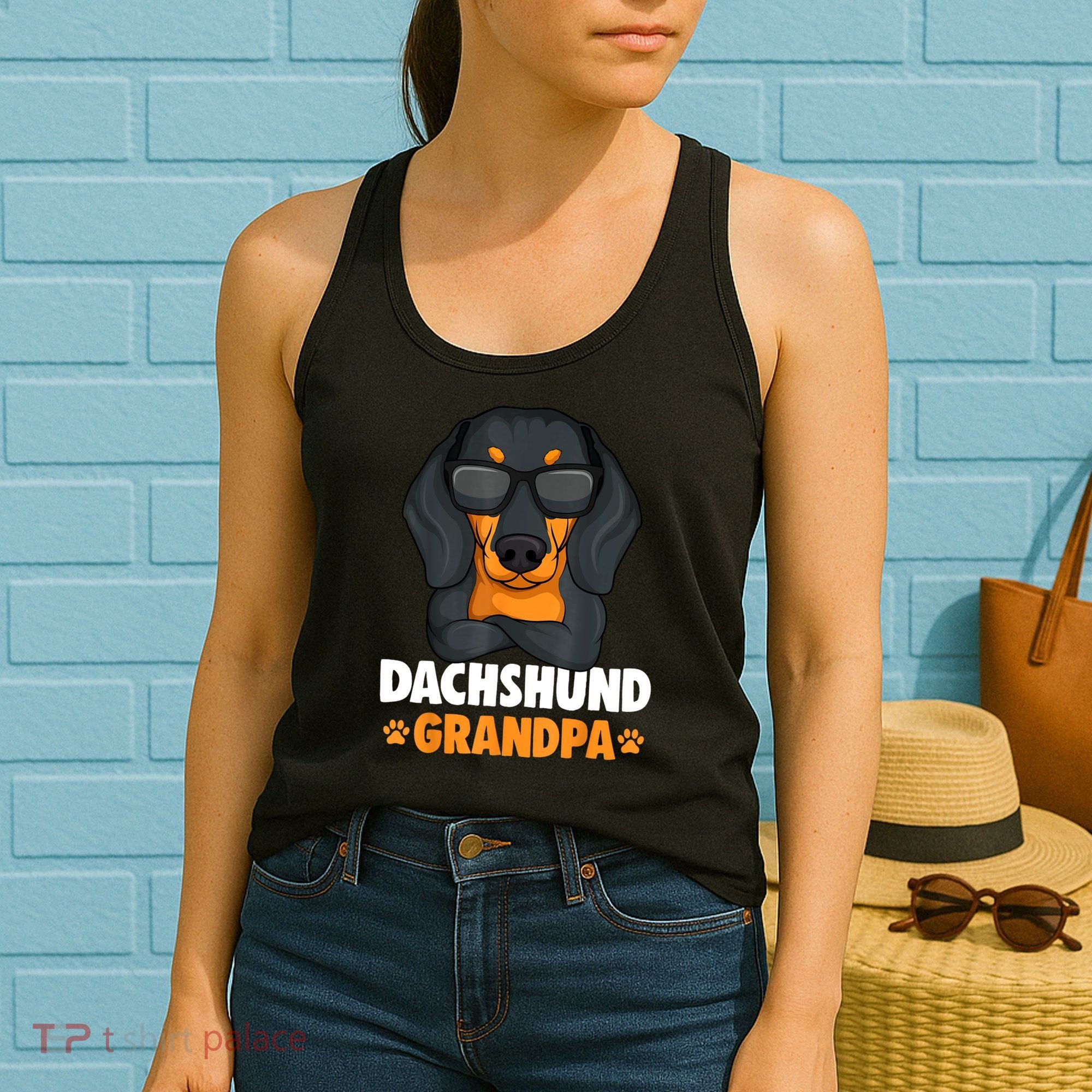 Funny Dachshund Grandpa Cute Weiner Dog Best Gift Women's Tank Top