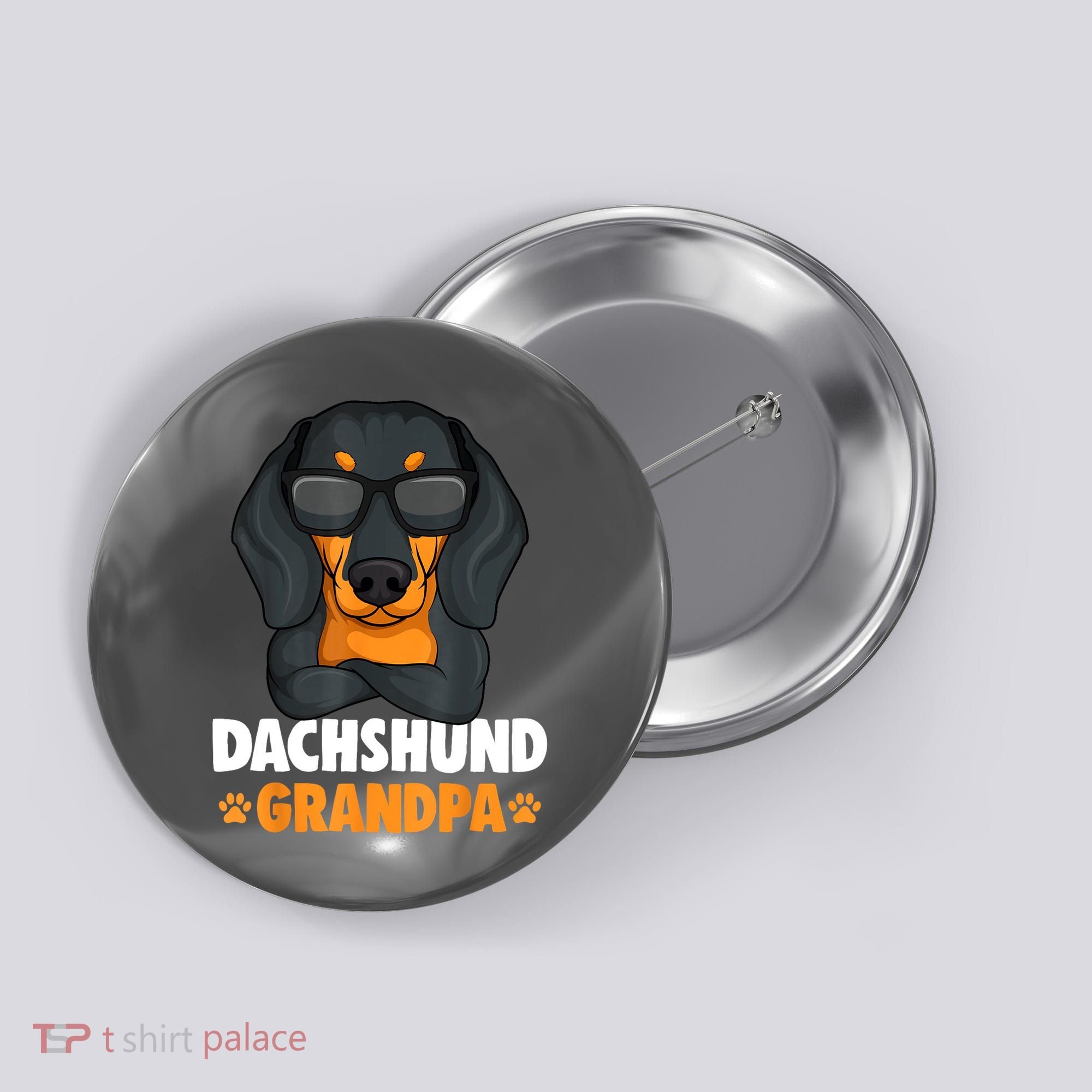 Funny Dachshund Grandpa Cute Weiner Dog Best Gift Button