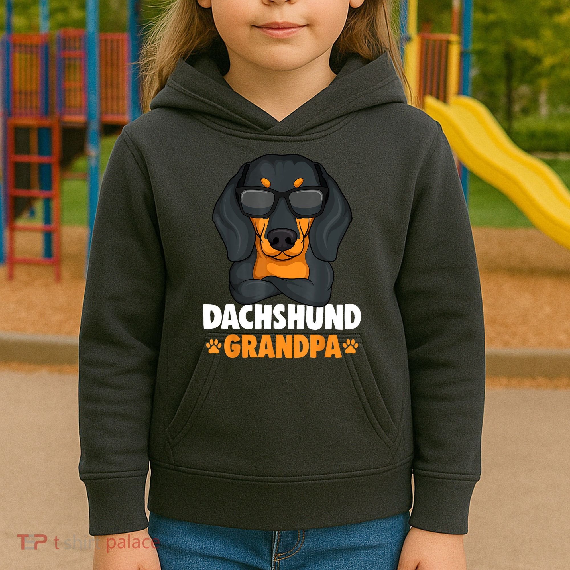 Funny Dachshund Grandpa Cute Weiner Dog Best Gift Kids Hoodie