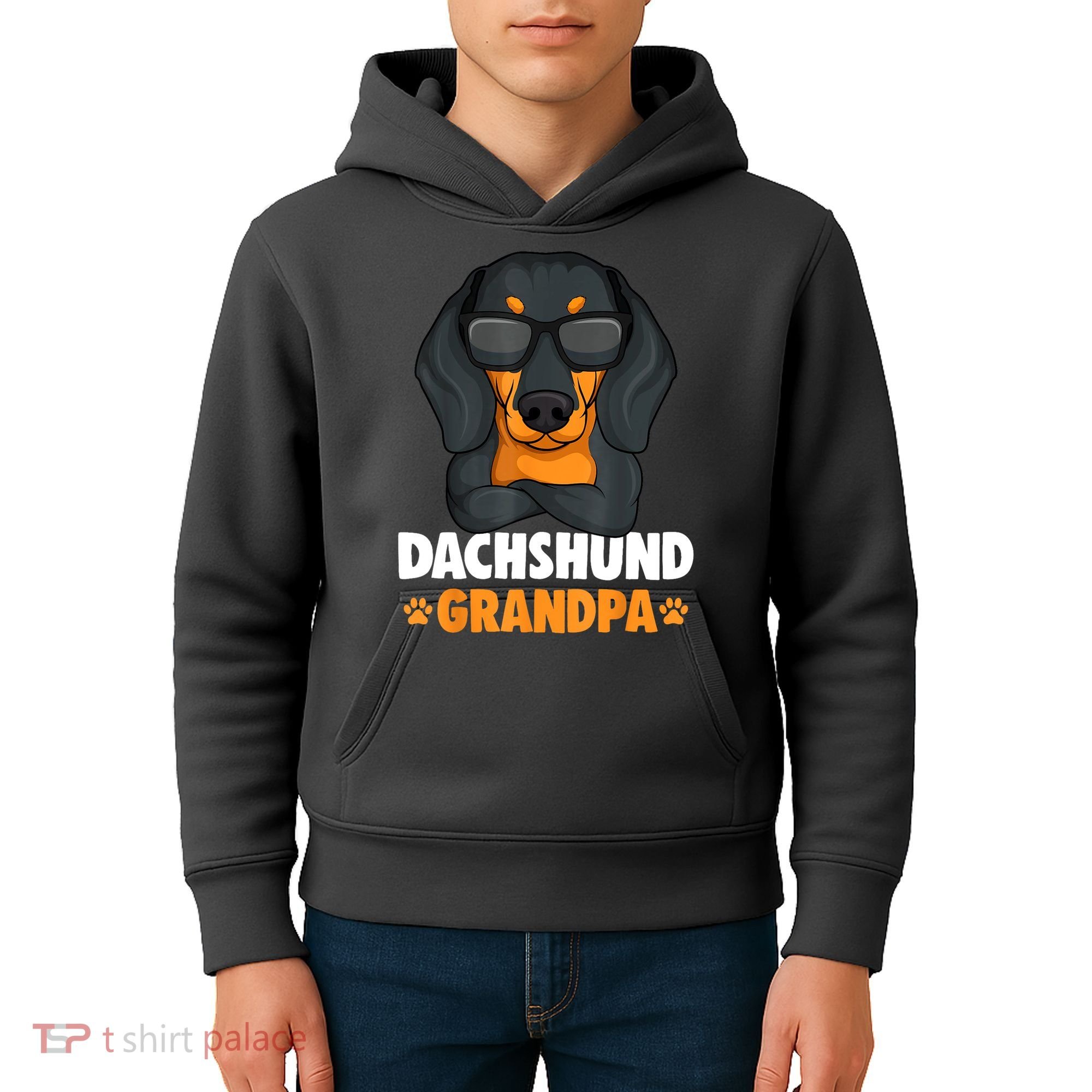 Funny Dachshund Grandpa Cute Weiner Dog Best Gift Kids Hoodie