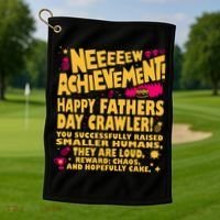 Fathers Day Gamer Dad Achievement Funny Lit RPG Gift Golf Towel thumb 1