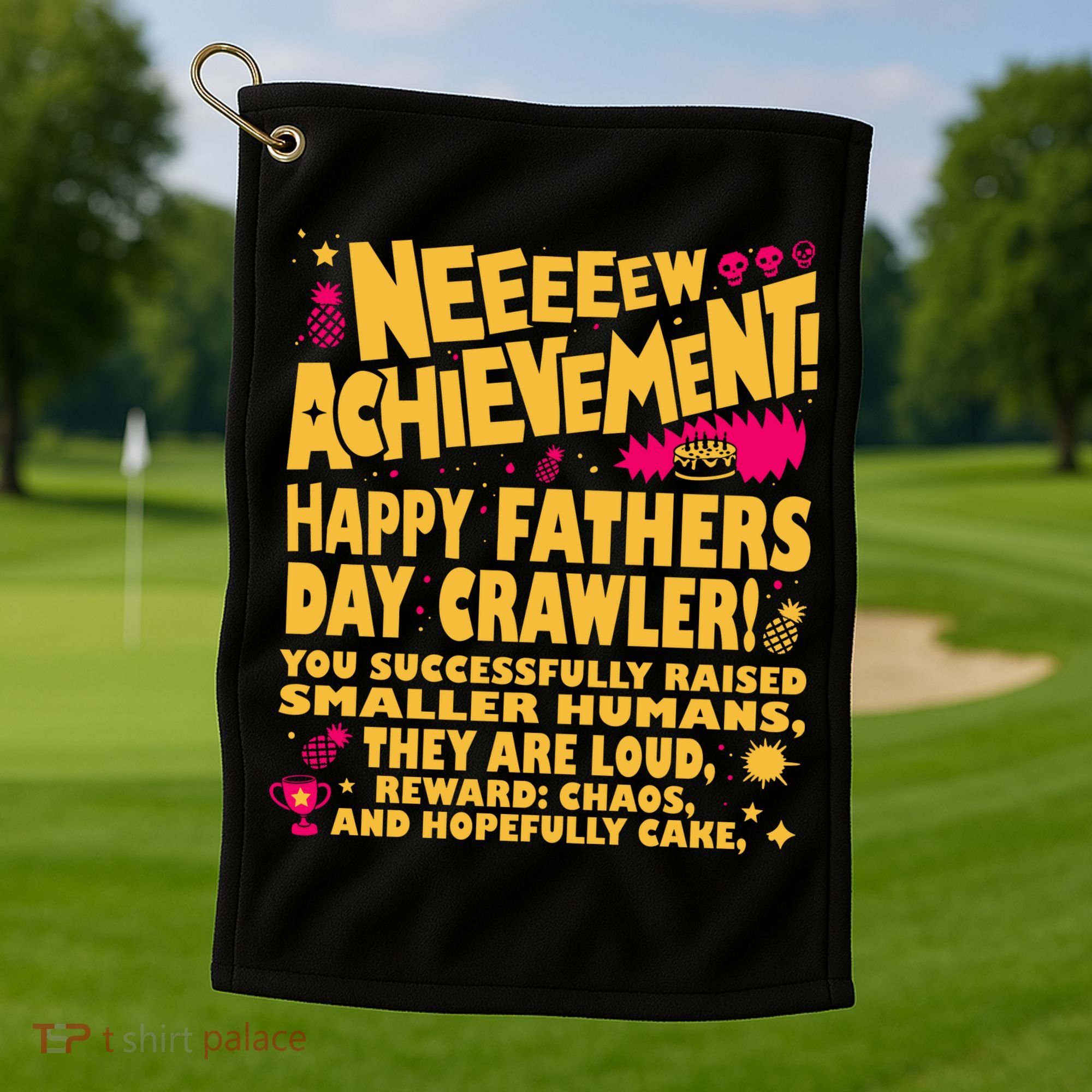 Fathers Day Gamer Dad Achievement Funny Lit RPG Gift Golf Towel
