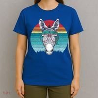 Funny Donkey Gift Vintage Donkey With Glasses Retro Sunset Funny Gift T-Shirt thumb 4