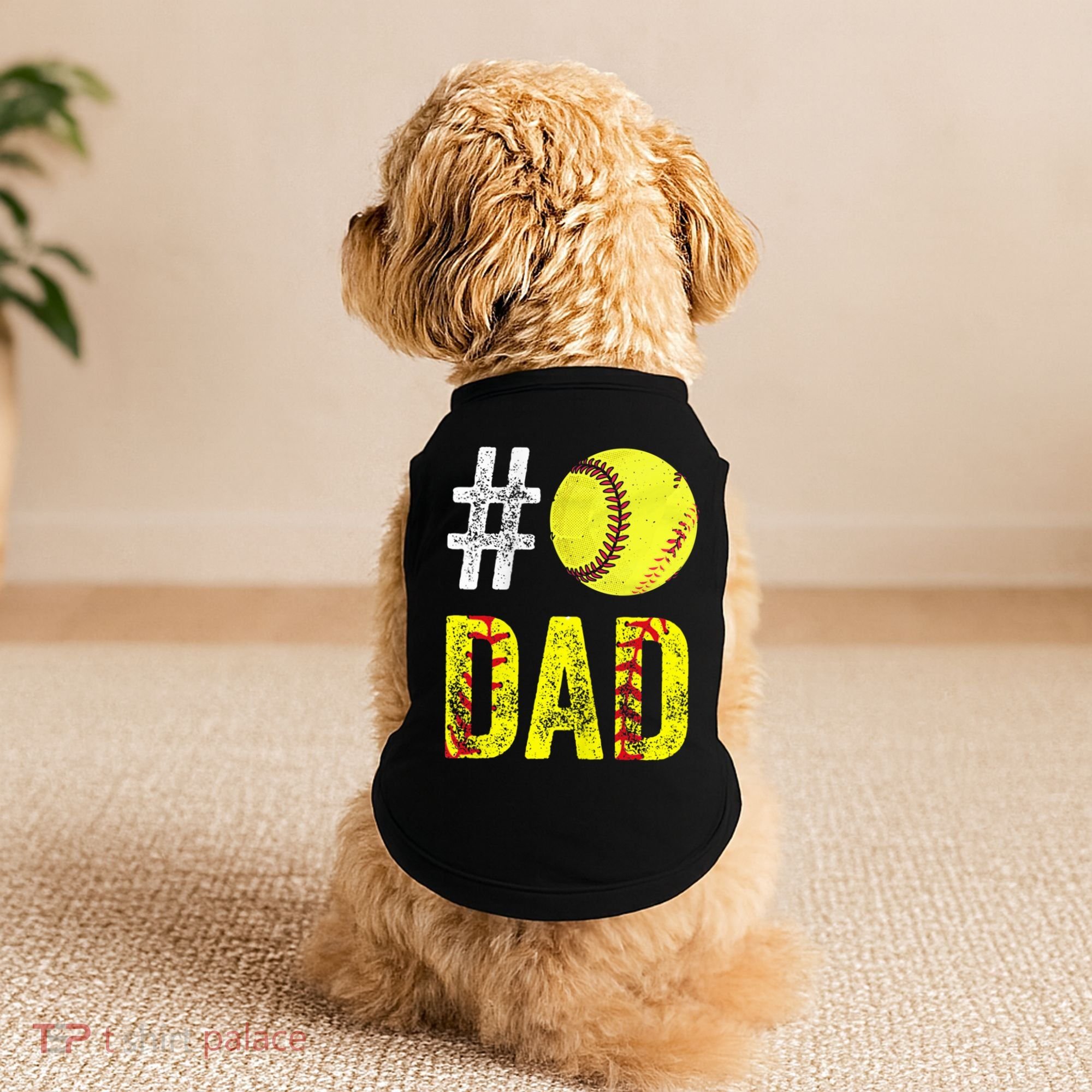 Fathers Day Gift Number One Softball Dad Cute Gift Doggie Tank