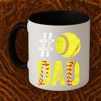 Fathers Day Gift Number One Softball Dad Cute Gift Coffee Mug thumb 2