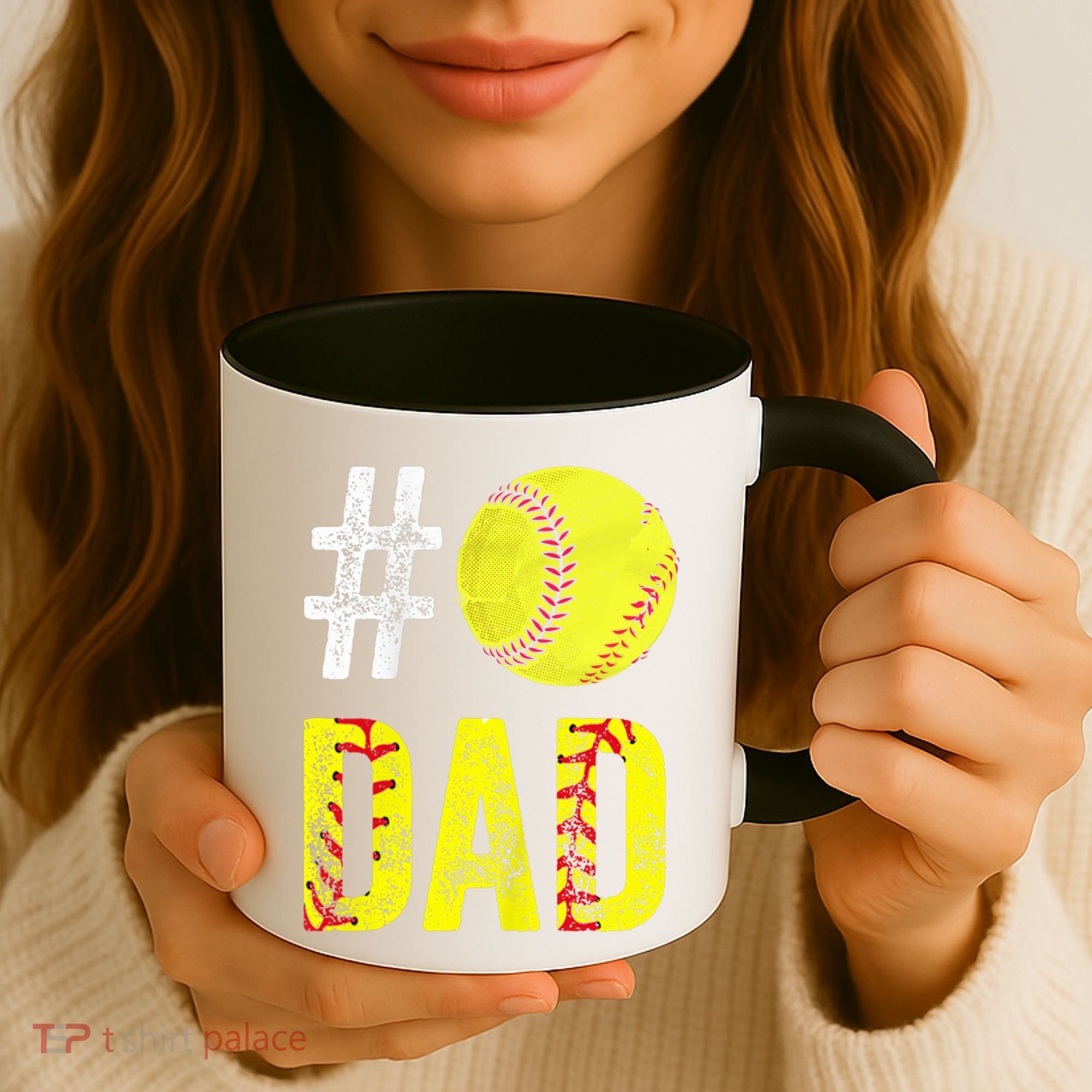 Fathers Day Gift Number One Softball Dad Cute Gift Coffee Mug