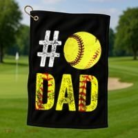 Fathers Day Gift Number One Softball Dad Cute Gift Golf Towel thumb 1