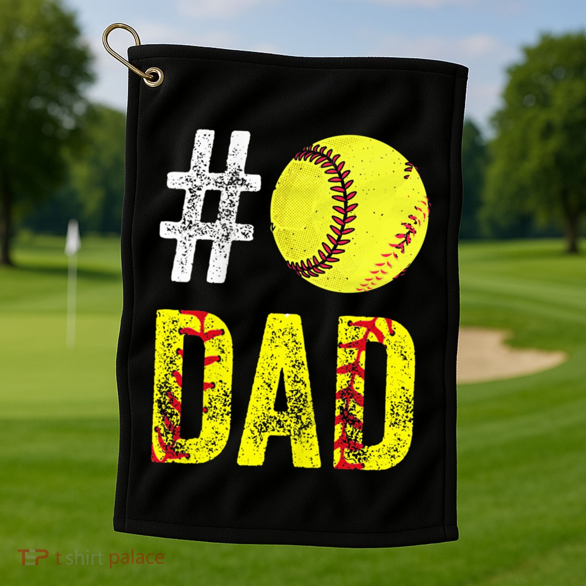 Fathers Day Gift Number One Softball Dad Cute Gift Golf Towel