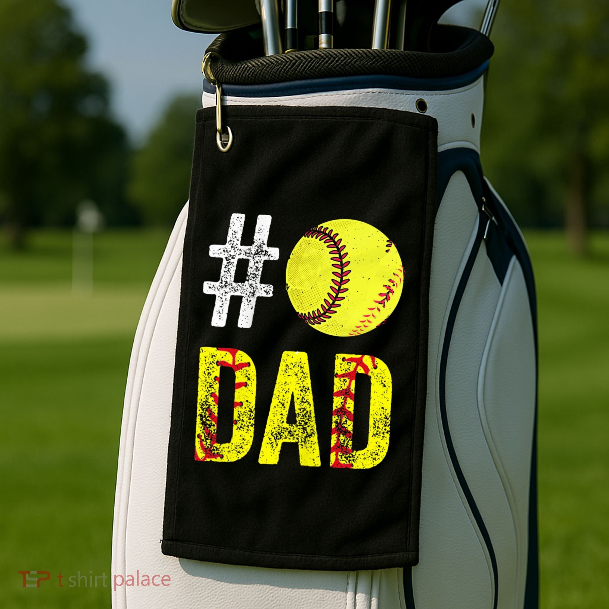 Fathers Day Gift Number One Softball Dad Cute Gift Golf Towel