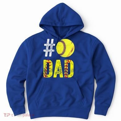 Fathers Day Gift Number One Softball Dad Cute Gift Hoodie