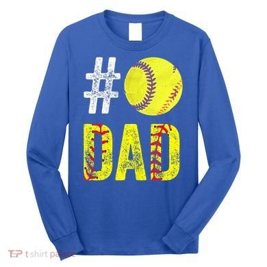 Fathers Day Gift Number One Softball Dad Cute Gift Long Sleeve Shirt
