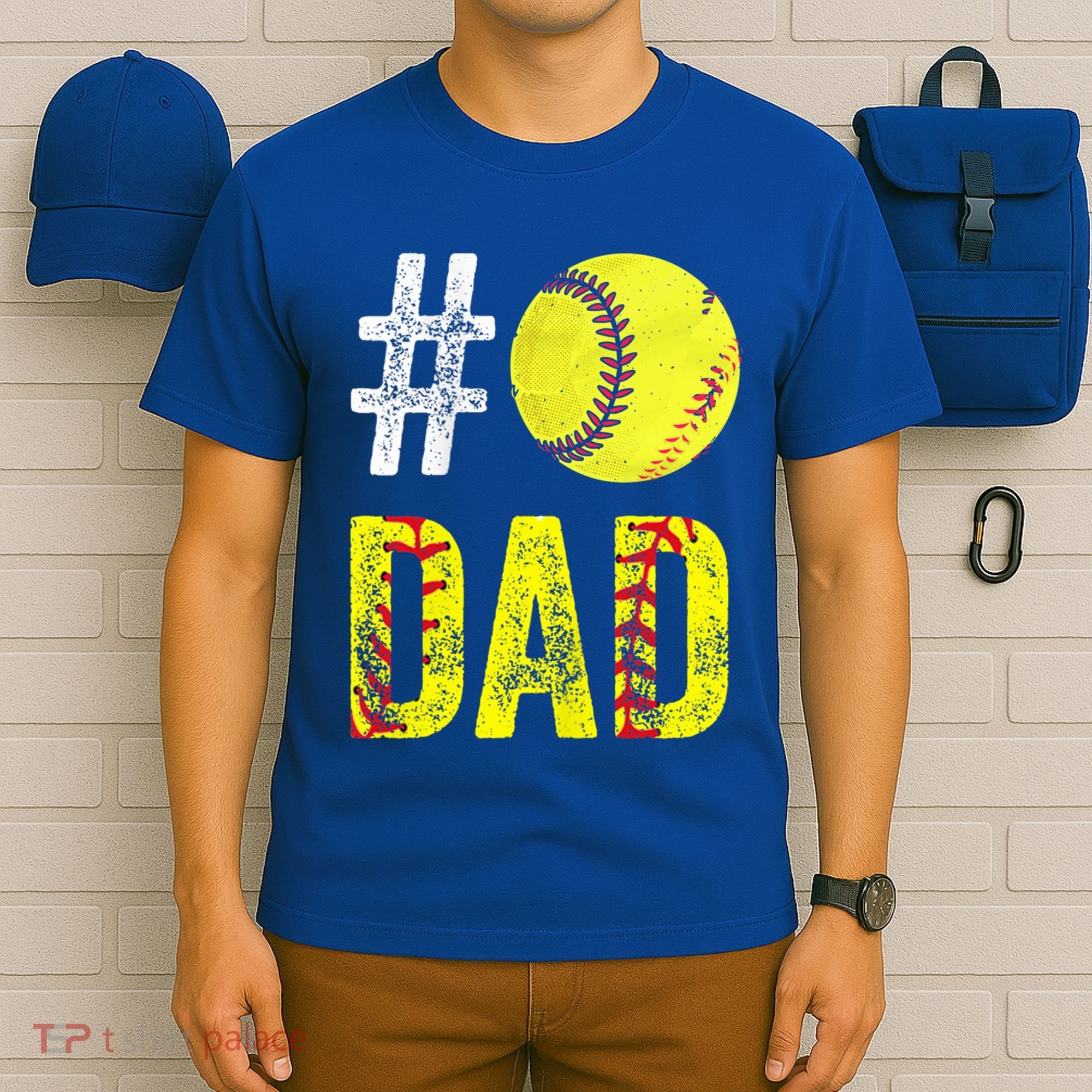 Fathers Day Gift Number One Softball Dad Cute Gift T-Shirt