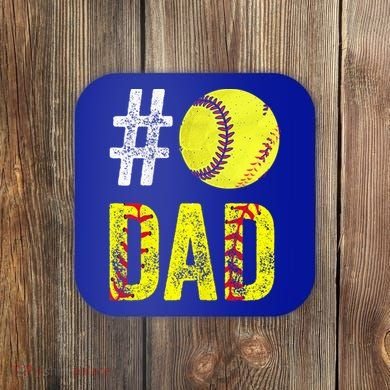 Fathers Day Gift Number One Softball Dad Cute Gift Coaster