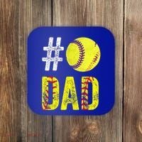 Fathers Day Gift Number One Softball Dad Cute Gift Coaster thumb 0