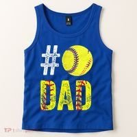 Fathers Day Gift Number One Softball Dad Cute Gift Tank Top thumb 2