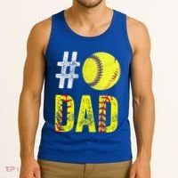 Fathers Day Gift Number One Softball Dad Cute Gift Tank Top thumb 3