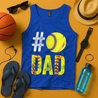 Fathers Day Gift Number One Softball Dad Cute Gift Tank Top thumb 4