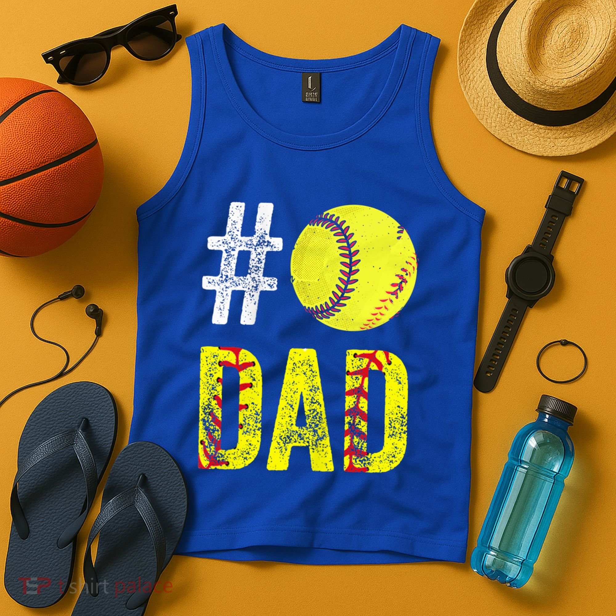 Fathers Day Gift Number One Softball Dad Cute Gift Tank Top