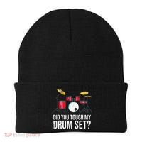 Funny Drummer Gift Did You Touch My Drum Set Drums Beanie thumb 0