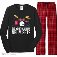 Funny Drummer Gift Did You Touch My Drum Set Drums Long Sleeve Pajama Set thumb 0