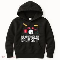 Funny Drummer Gift Did You Touch My Drum Set Drums Kids Hoodie thumb 0