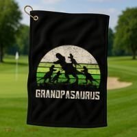 Fathers Day Grandpa Grandpasaurus Dinosaur Golf Towel thumb 1
