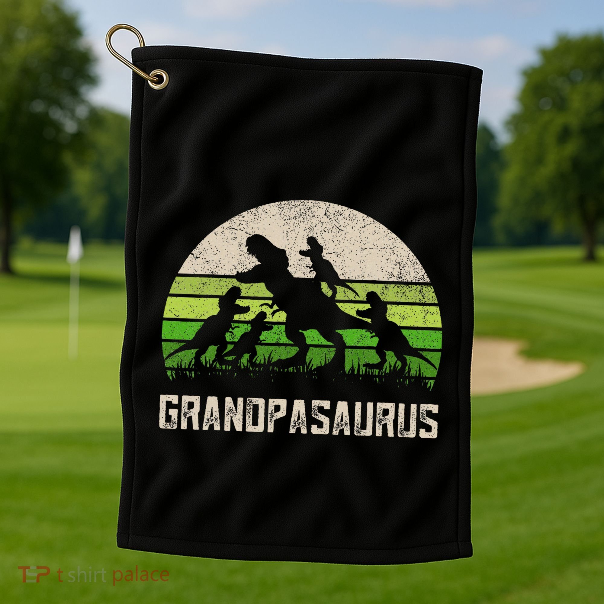 Fathers Day Grandpa Grandpasaurus Dinosaur Golf Towel