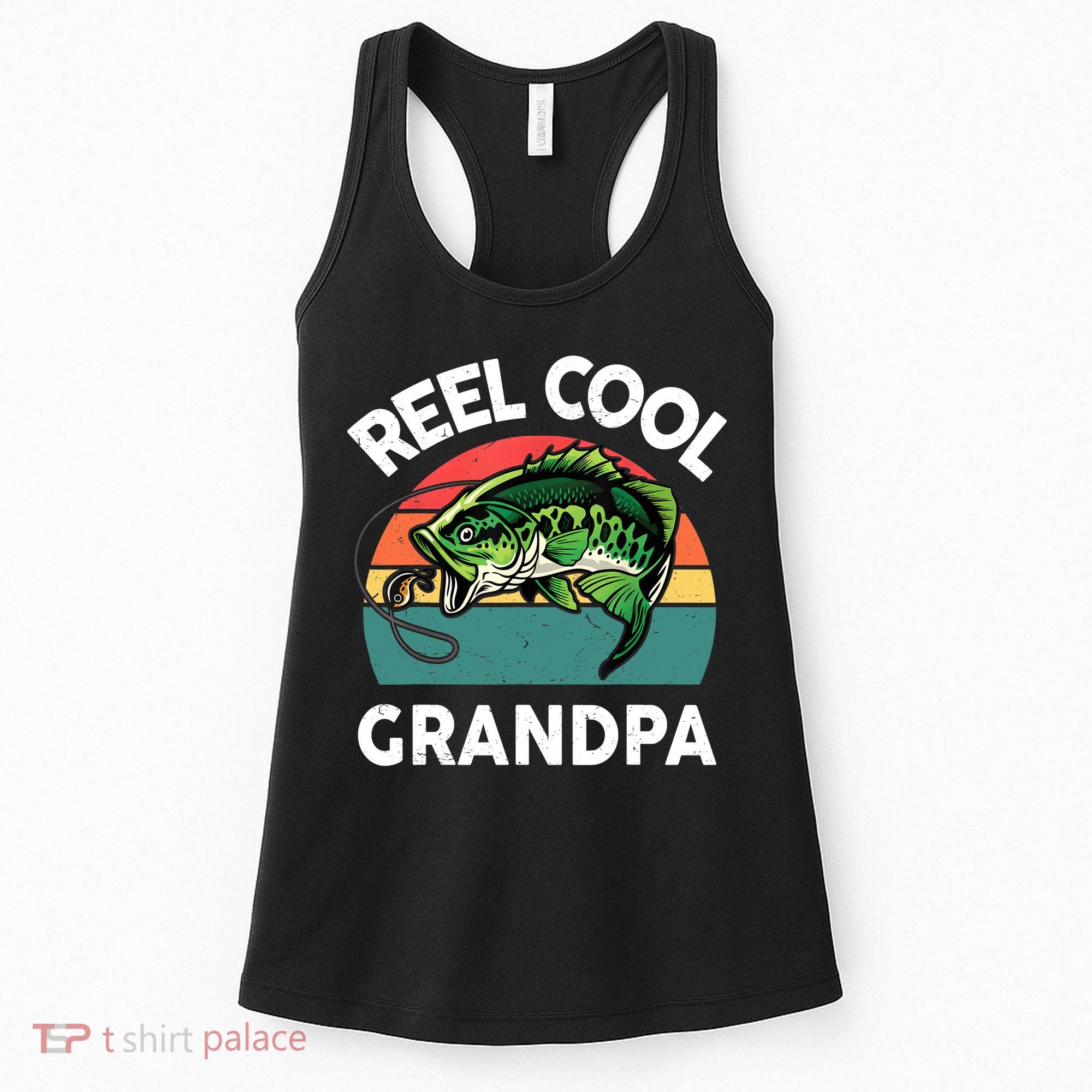 Fathers Day Gift Reel Cool Grandpa Dad Papa Poppop Fishing Women's Tank Top
