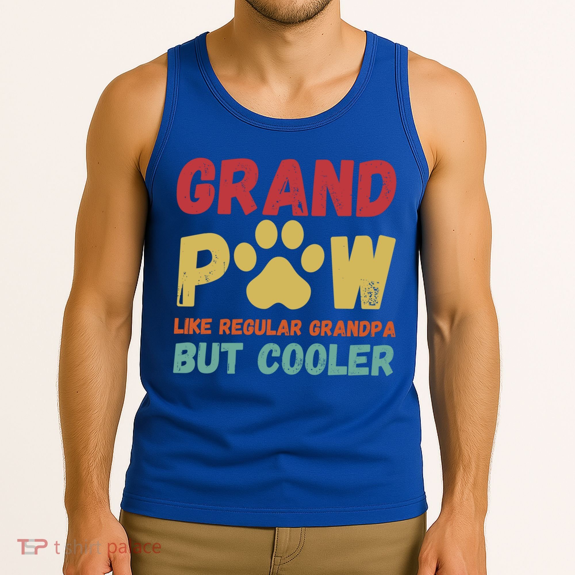 Fathers Day Gift Grandpaw Like Regular Grandpa But Cooler Cute Gift Tank Top