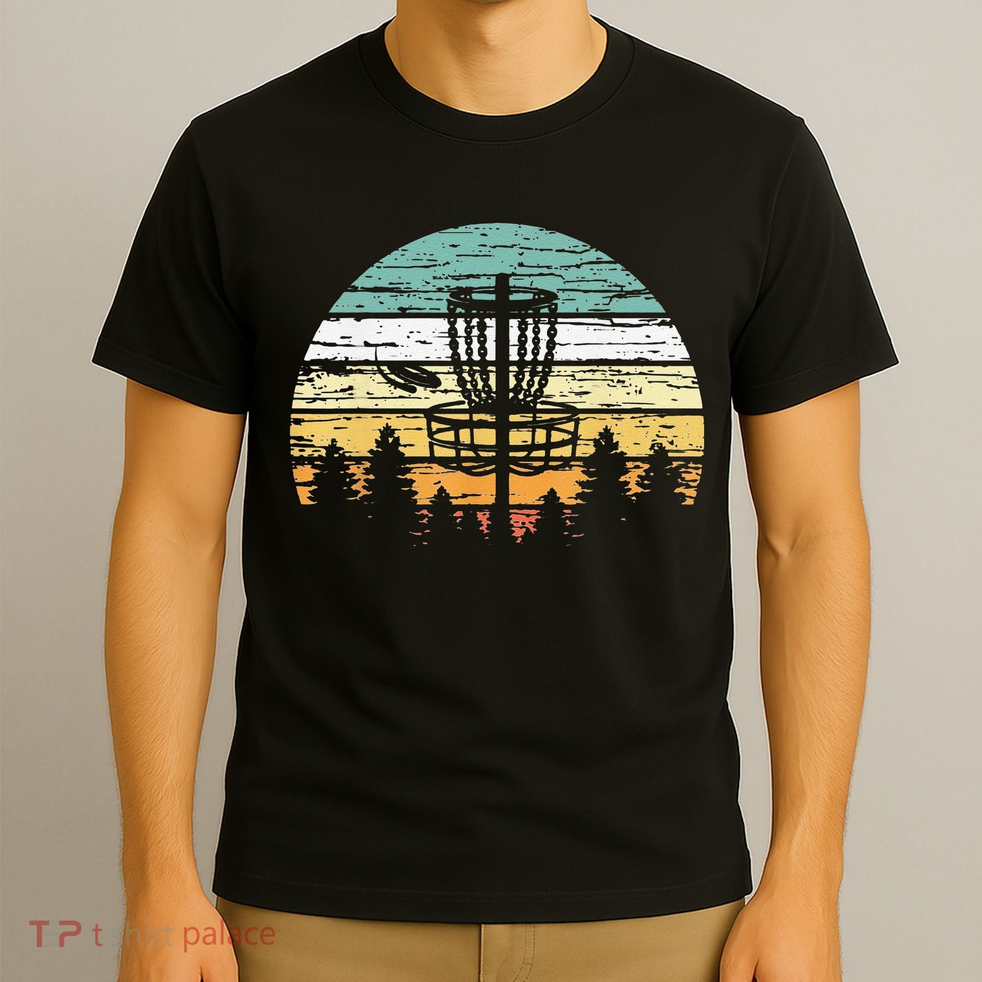 Funny Disc Golf Retro  Sunset Vintage Frisbee Golf T-Shirt