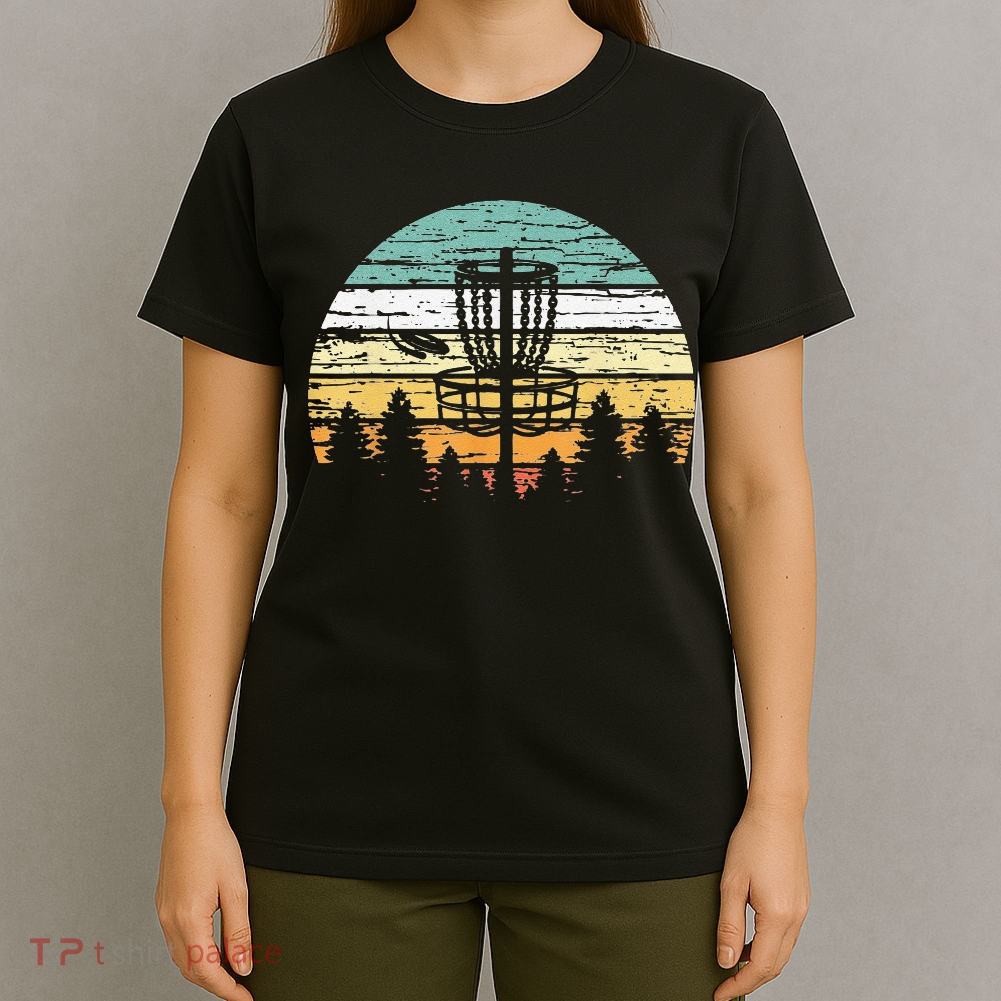 Funny Disc Golf Retro  Sunset Vintage Frisbee Golf T-Shirt