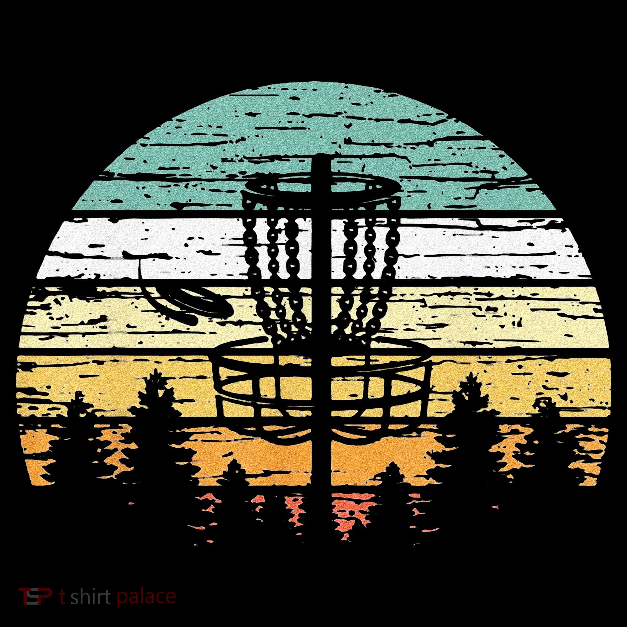 Funny Disc Golf Retro  Sunset Vintage Frisbee Golf T-Shirt