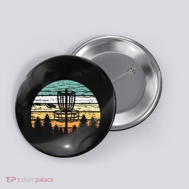 Funny Disc Golf Retro  Sunset Vintage Frisbee Golf Button