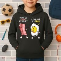 Funny Don't Go Bacon My Heart Cool Bacon And Egg Foodie Kids Hoodie thumb 2