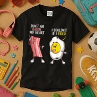 Funny Don't Go Bacon My Heart Cool Bacon And Egg Foodie Kids T-Shirt thumb 3