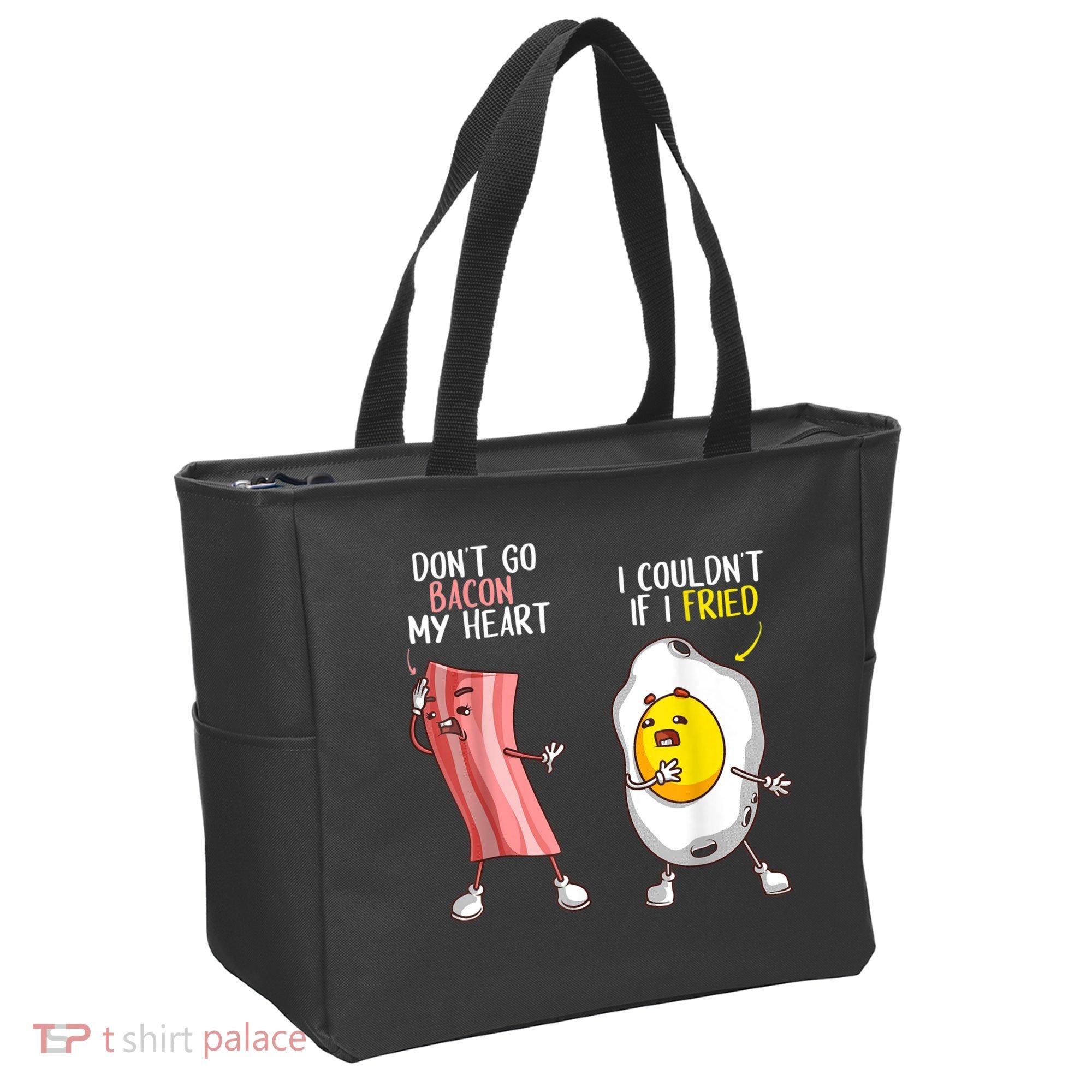 Funny Don't Go Bacon My Heart Cool Bacon And Egg Foodie Tote Bag