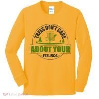 Funny Disc Golf Trees Don't Care About Your Feelings Kids Long Sleeve Shirt thumb 0