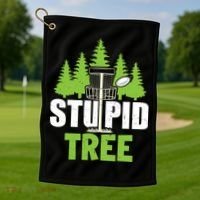 Funny Disc Golf Stupid Tree Golf Towel thumb 1
