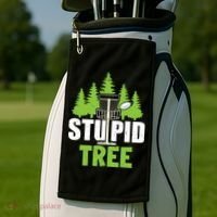 Funny Disc Golf Stupid Tree Golf Towel thumb 2