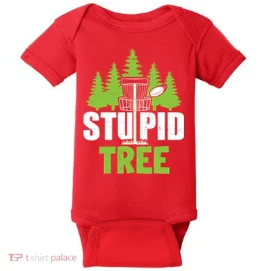 Funny Disc Golf Stupid Tree Baby Bodysuit