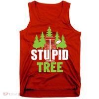 Funny Disc Golf Stupid Tree Tank Top thumb 0