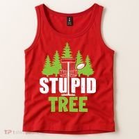 Funny Disc Golf Stupid Tree Tank Top thumb 2