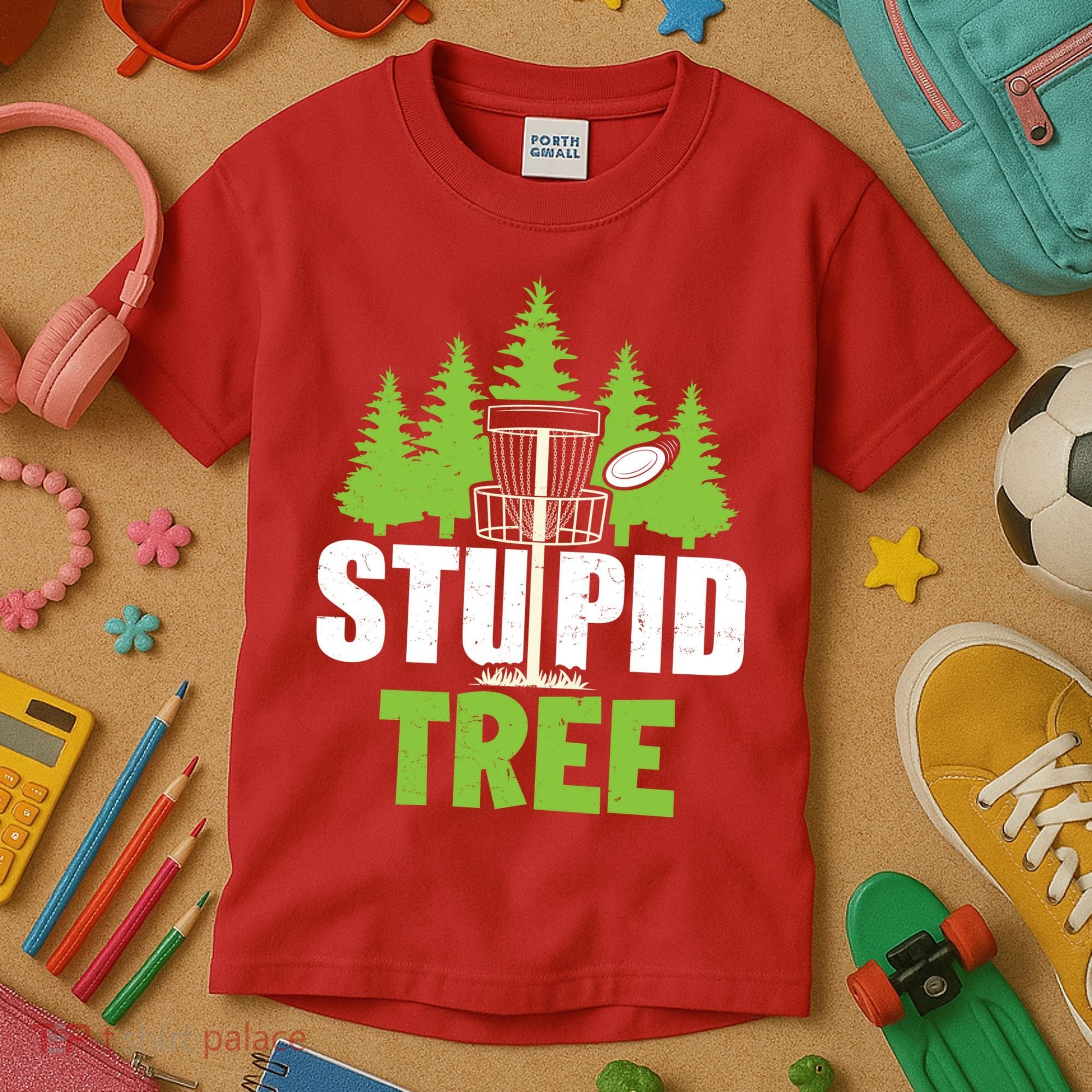 Funny Disc Golf Stupid Tree Kids T-Shirt