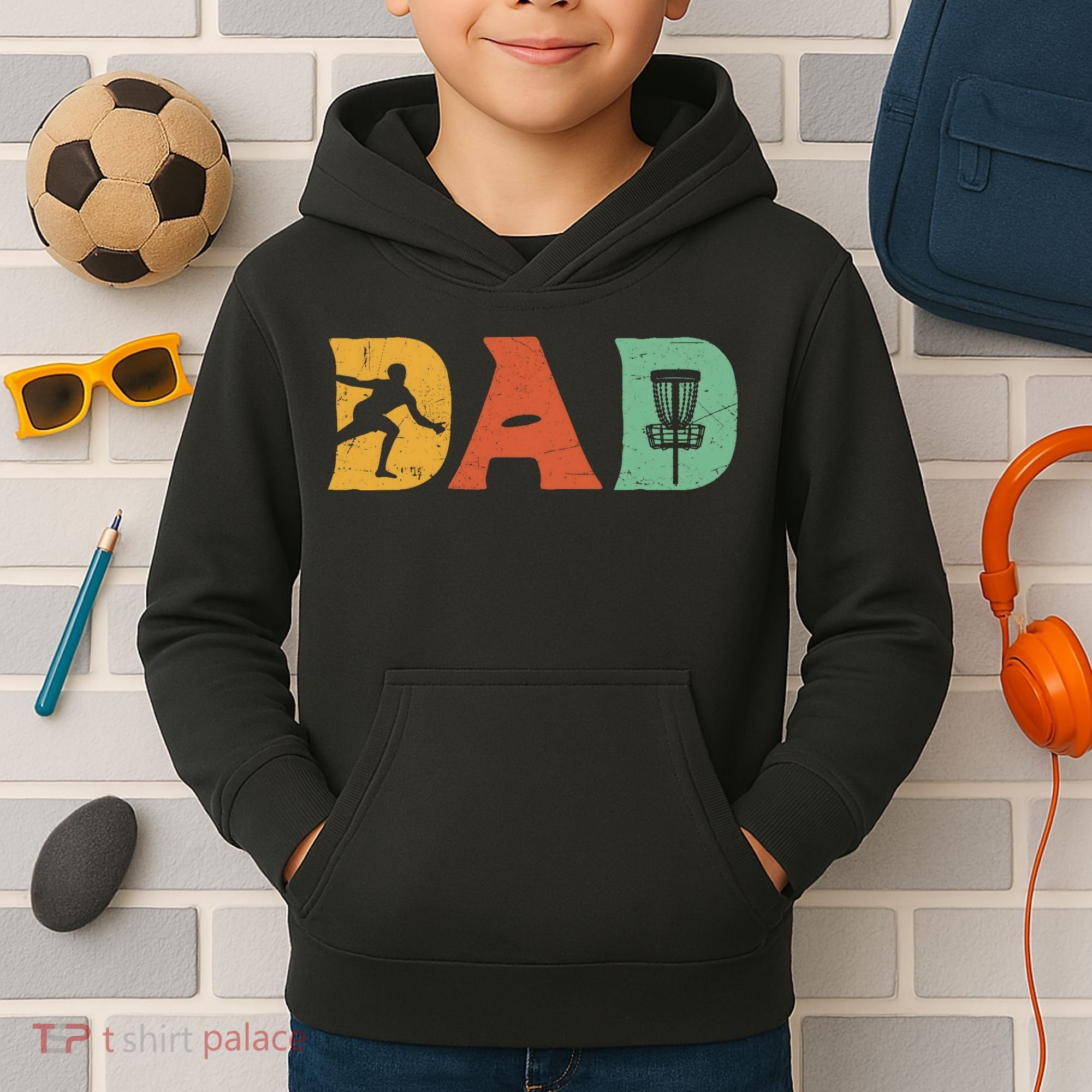 Funny Disc Golf Dad Retro Fathers Day Kids Hoodie