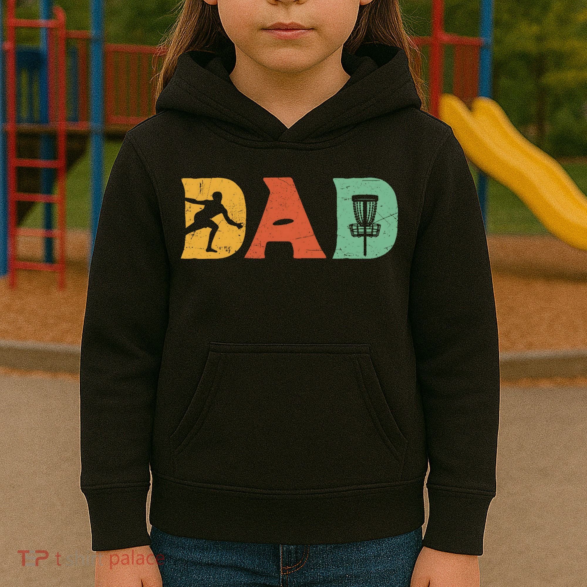Funny Disc Golf Dad Retro Fathers Day Kids Hoodie