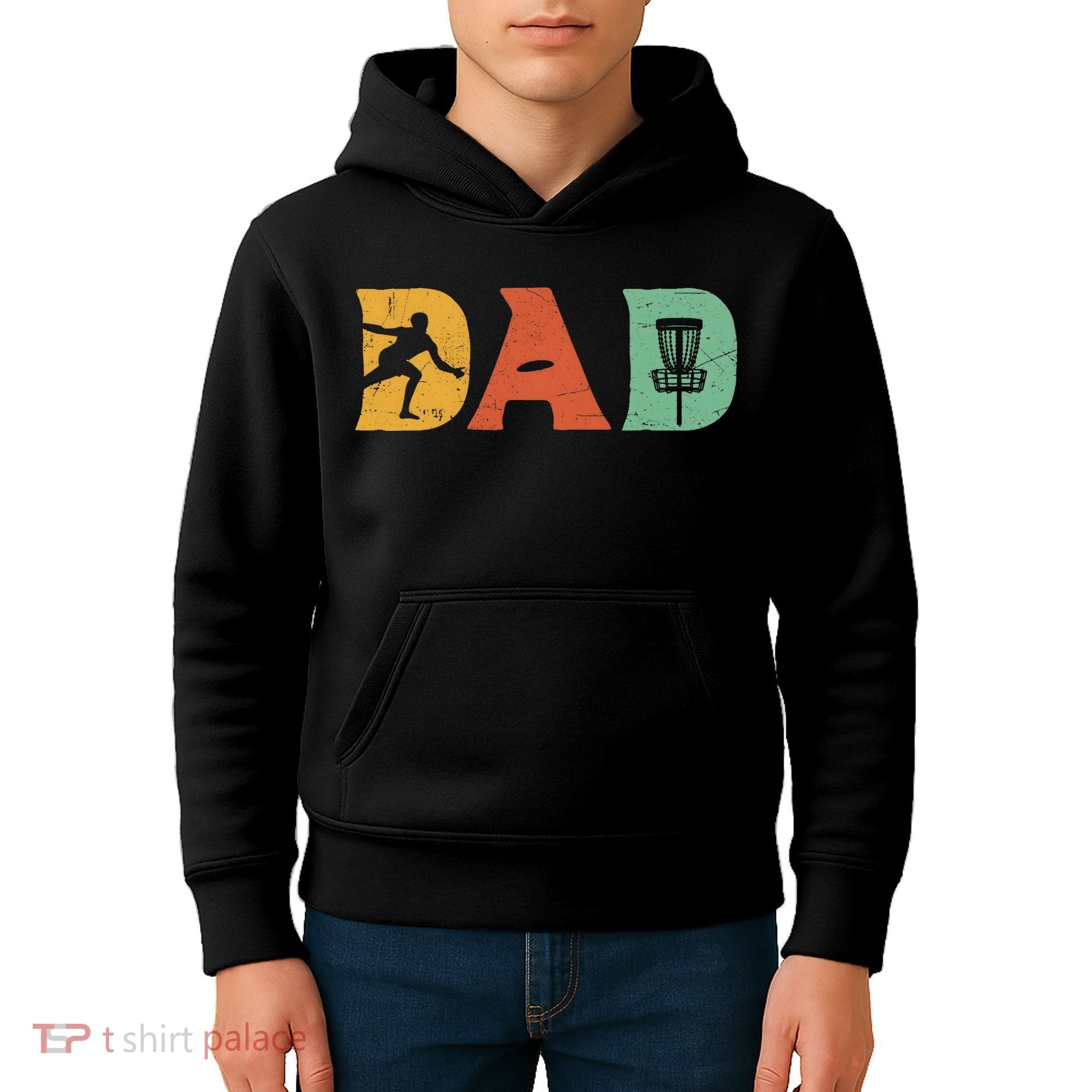 Funny Disc Golf Dad Retro Fathers Day Kids Hoodie